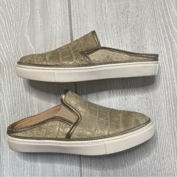 Botkier Women's Hayden Ivory Gold Croc Embossed Mule Platform Sneakers Size 6.5 - Picture 11 of 11